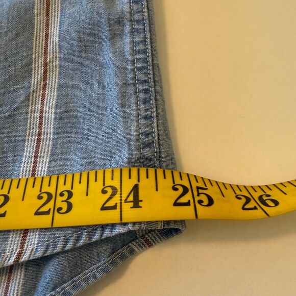 Vtg Ralph Lauren Chaps Lt Denim Blue & Red Striped Button Up Shirt SzXL Slouchy - Picture 9 of 14